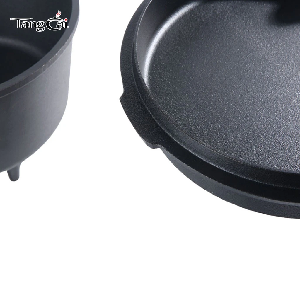 Olla de cocina para acampar antiadherente de hierro fundido de 6 cuartos de gal&oacute;n con tapa, utensilio de cocina para exteriores de alta resistencia{2}