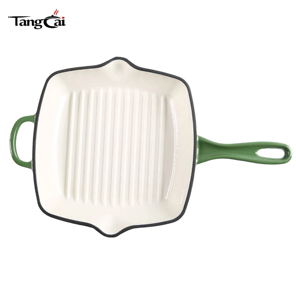 Sart&eacute;n cuadrada para parrillas de hierro fundido esmaltado para carnes: sart&eacute;n cuadrada con boquilla de goteo, para todas las estufas, Perfect Grill Marcas