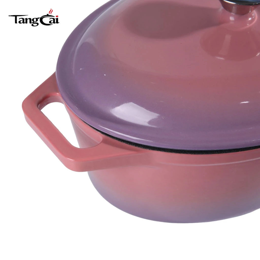 Juego de 4PCS de utensilios de cocina de hierro fundido esmaltado Se, ollas y sartenes antiadherentes multiusos para cocinar en familia, apto para horno, compatible con inducci&oacute;n