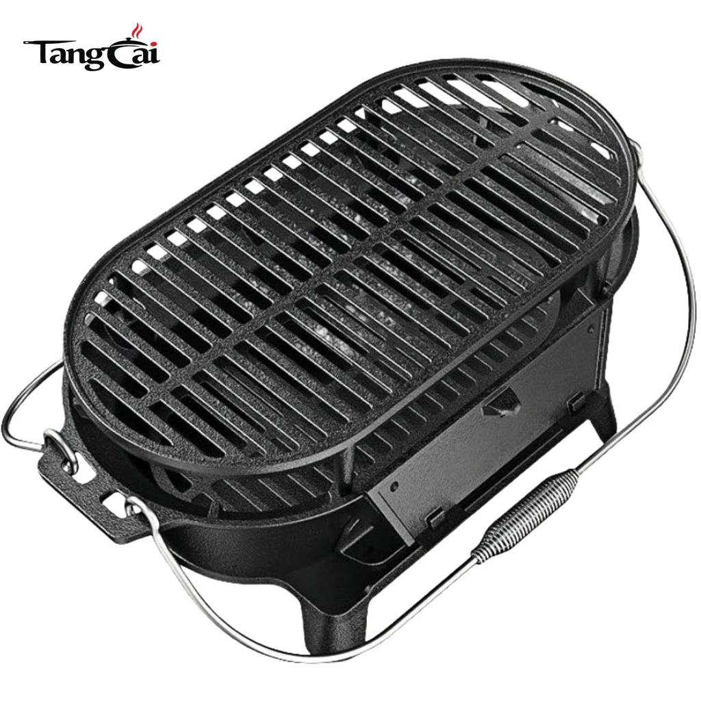Source Factory Mini Camp Gear Estufa de camping con parrilla de carb&oacute;n de hierro fundido port&aacute;til peque&ntilde;a ideal para fiestas de picnic en interiores y exteriores