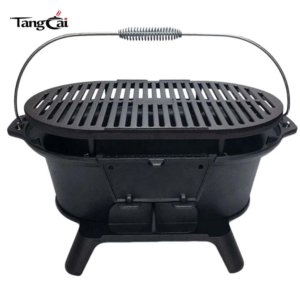 Source Factory Mini Camp Gear Estufa de camping con parrilla de carb&oacute;n de hierro fundido port&aacute;til peque&ntilde;a ideal para fiestas de picnic en interiores y exteriores