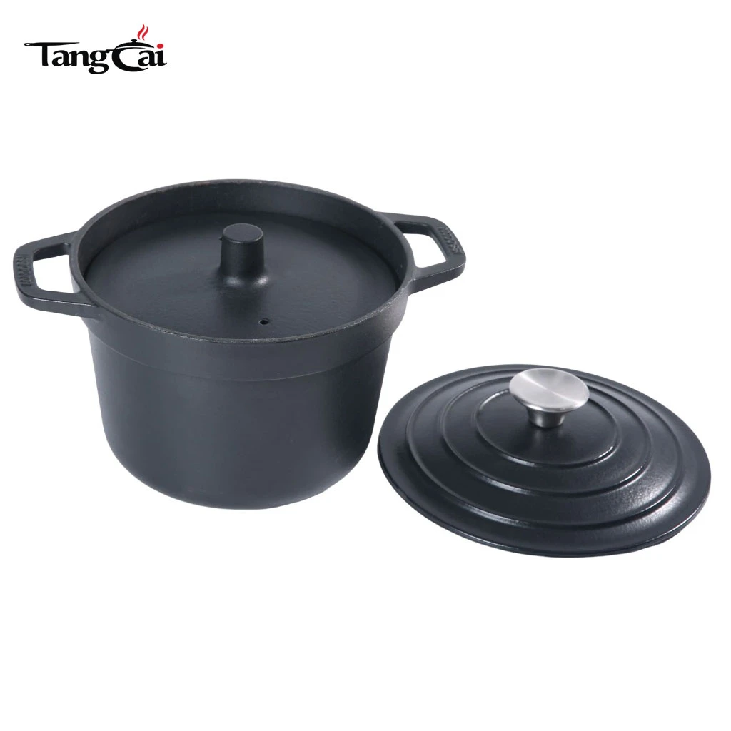 Olla arrocera antiadherente de hierro fundido con tapa interior, olla arrocera alta y profunda Dise&ntilde;o excelente para mantener el calor para la comida diaria