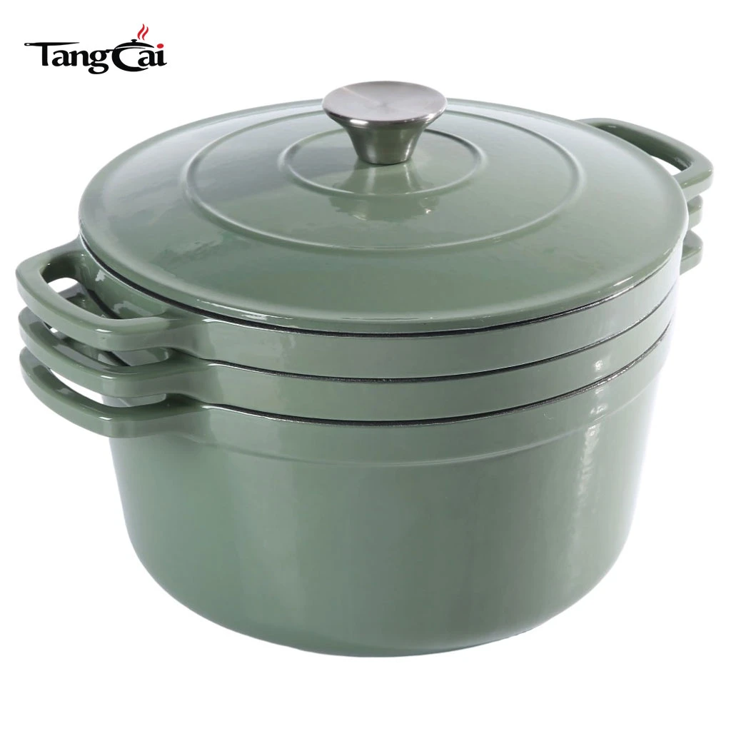 B2B Cookware Expert Venta caliente Juego de utensilios de cocina apilables esmaltados Olla 3 en 1 de 5 cuartos con tapa Sart&eacute;n de 10 pulgadas Sart&eacute;n 4 cuartos con tapa