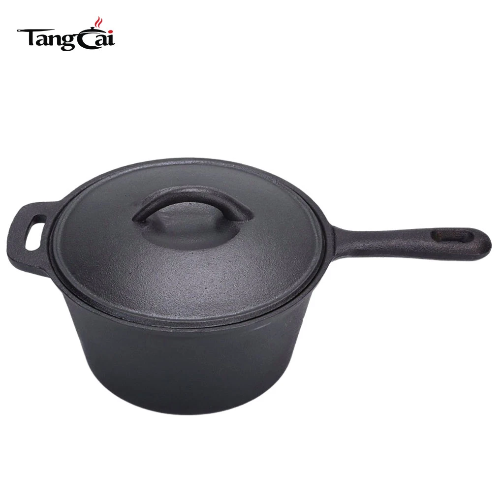 Juego de utensilios de cocina de hierro fundido de 7 piezas con caja de madera para cocinar en campamentos