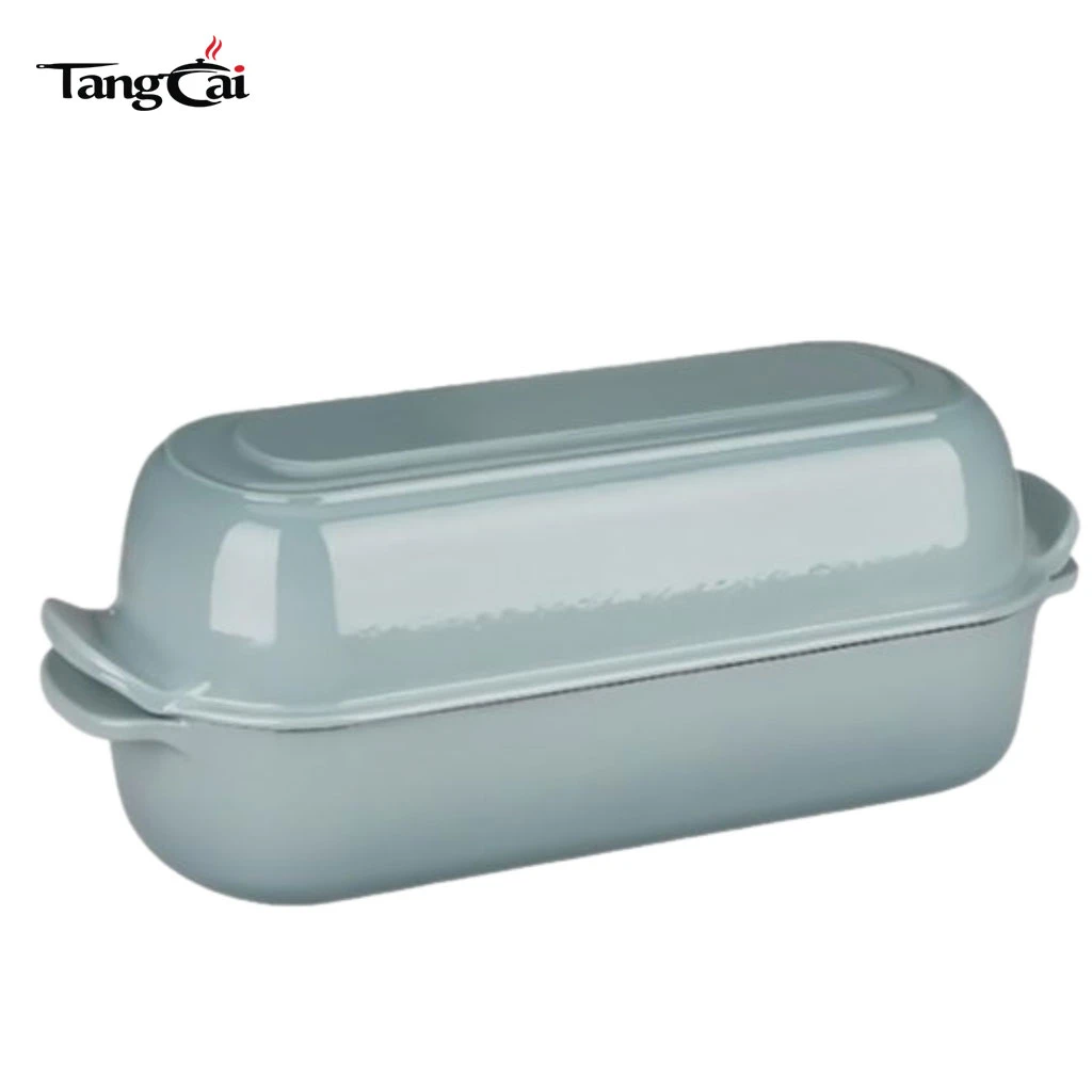 Molde para pan de hierro fundido esmaltado de 12,5 x 5,5 pulgadas y 5 cuartos de gal&oacute;n con tapa, molde para pan, molde para horno holand&eacute;s para hornear pan con masa madre hecho en casa