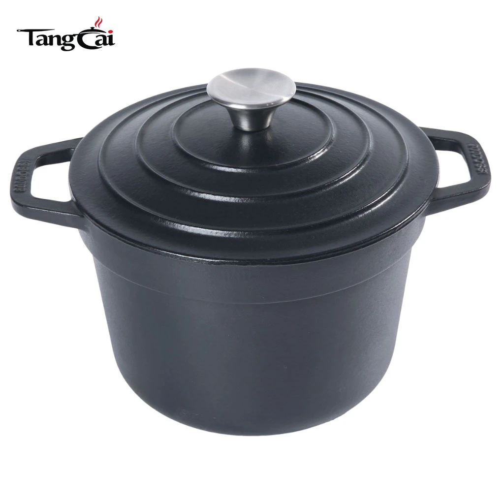 Olla arrocera antiadherente de hierro fundido con tapa interior, olla arrocera alta y profunda Dise&ntilde;o excelente para mantener el calor para la comida diaria