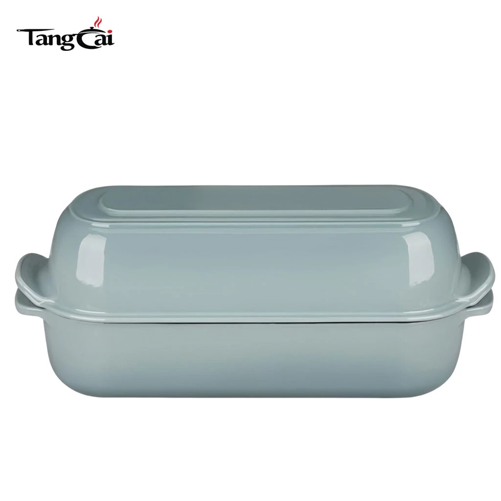 Molde para pan de hierro fundido esmaltado de 12,5 x 5,5 pulgadas y 5 cuartos de gal&oacute;n con tapa, molde para pan, molde para horno holand&eacute;s para hornear pan con masa madre hecho en casa