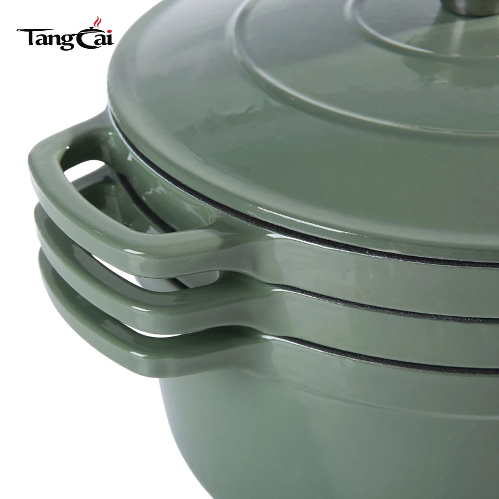 B2B Cookware Expert Venta caliente Juego de utensilios de cocina apilables esmaltados Olla 3 en 1 de 5 cuartos con tapa Sart&eacute;n de 10 pulgadas Sart&eacute;n 4 cuartos con tapa