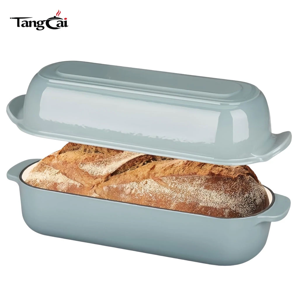 Molde para pan de hierro fundido esmaltado de 12,5 x 5,5 pulgadas y 5 cuartos de gal&oacute;n con tapa, molde para pan, molde para horno holand&eacute;s para hornear pan con masa madre hecho en casa