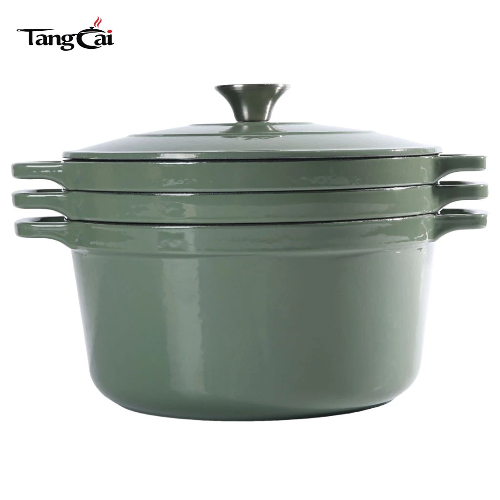 B2B Cookware Expert Venta caliente Juego de utensilios de cocina apilables esmaltados Olla 3 en 1 de 5 cuartos con tapa Sart&eacute;n de 10 pulgadas Sart&eacute;n 4 cuartos con tapa