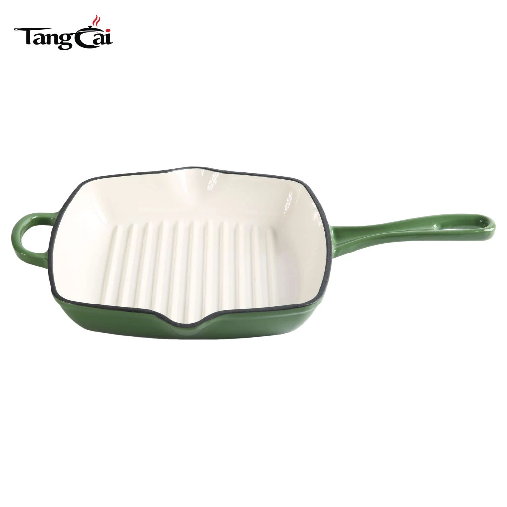 Sart&eacute;n cuadrada para parrillas de hierro fundido esmaltado para carnes: sart&eacute;n cuadrada con boquilla de goteo, para todas las estufas, Perfect Grill Marcas