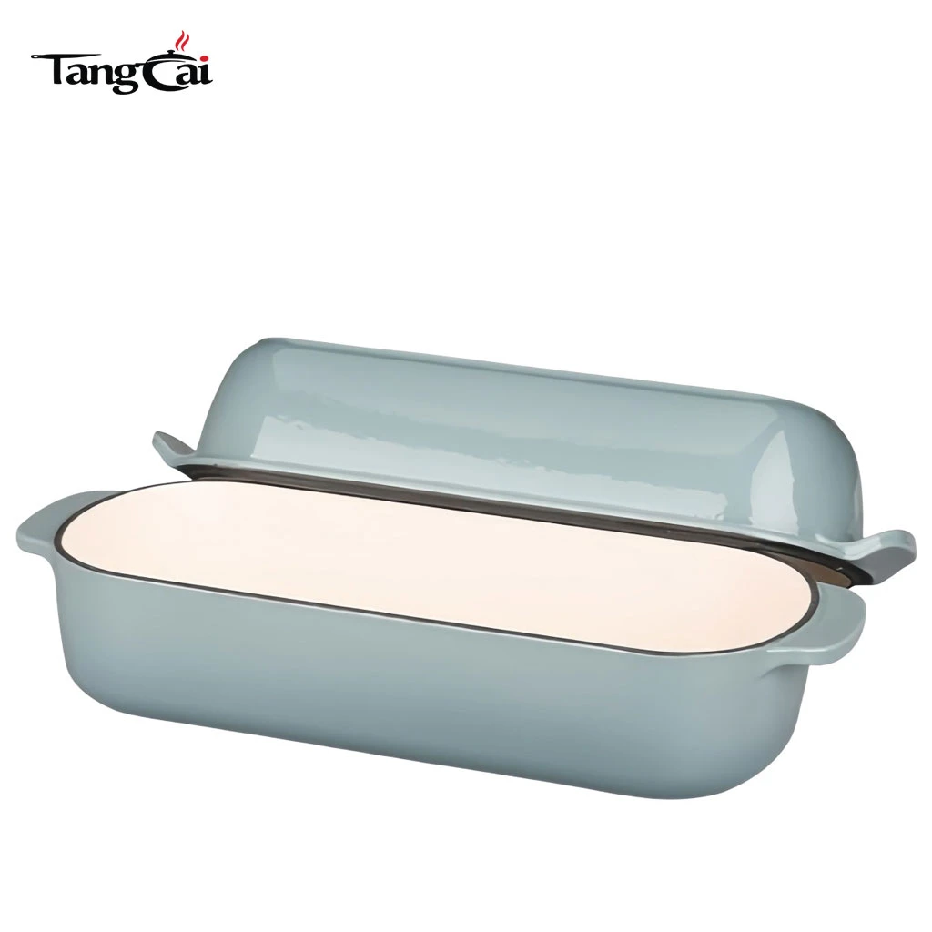 Molde para pan de hierro fundido esmaltado de 12,5 x 5,5 pulgadas y 5 cuartos de gal&oacute;n con tapa, molde para pan, molde para horno holand&eacute;s para hornear pan con masa madre hecho en casa