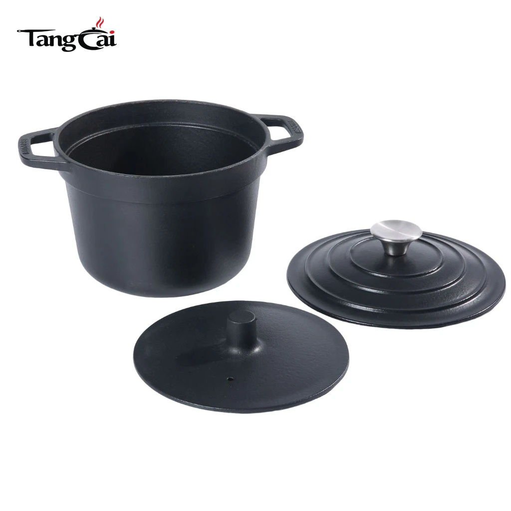 Olla arrocera antiadherente de hierro fundido con tapa interior, olla arrocera alta y profunda Dise&ntilde;o excelente para mantener el calor para la comida diaria