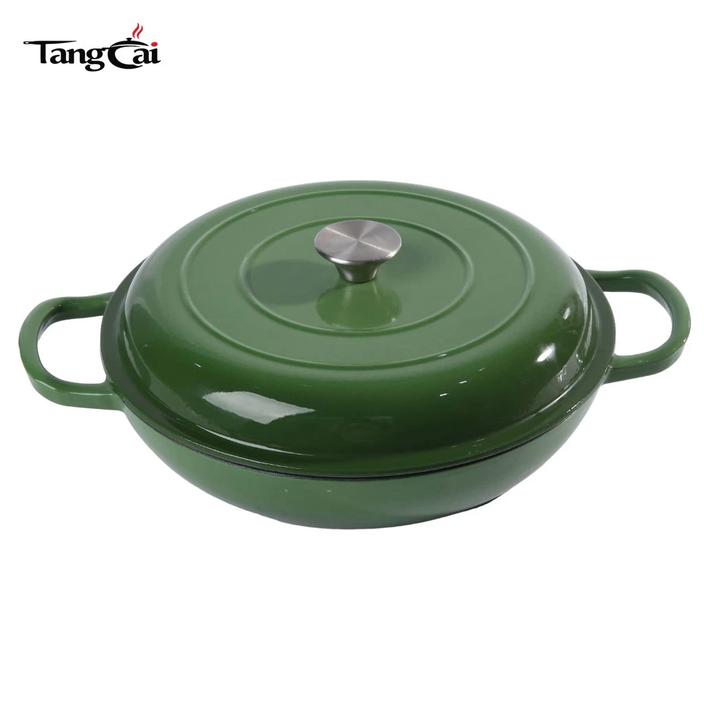 Cacerola para horno holand&eacute;s de hierro fundido con revestimiento esmaltado poco profundo de 3,8 cuartos de gal&oacute;n y 30 cm de dise&ntilde;o l&iacute;der en el mercado