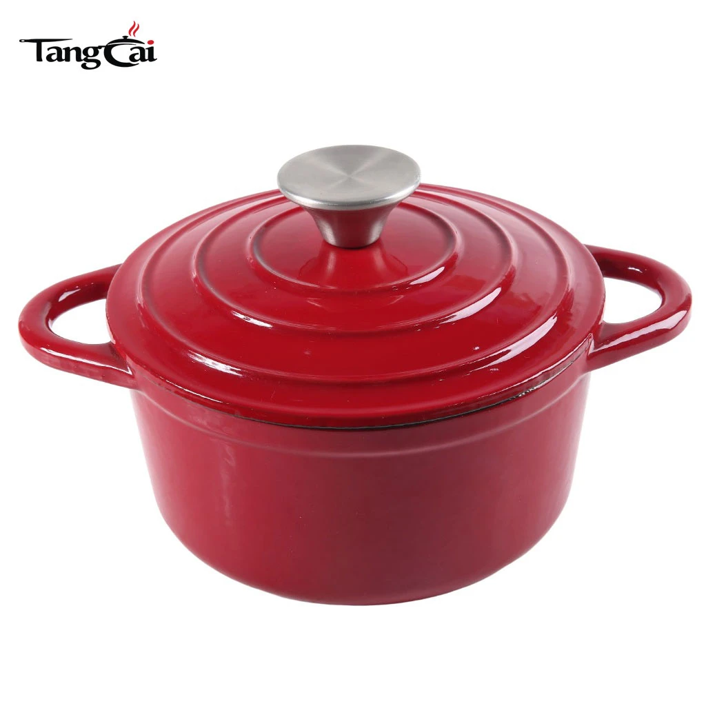 Horno holand&eacute;s de hierro fundido de esmalte rojo, olla profunda de 4,5 litros de capacidad para estofar Guisar y asar