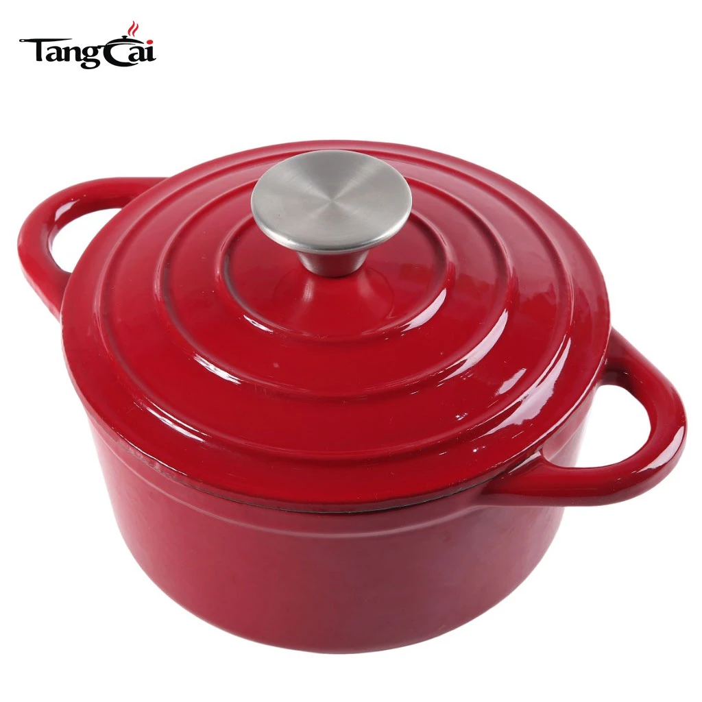 Horno holand&eacute;s de hierro fundido de esmalte rojo, olla profunda de 4,5 litros de capacidad para estofar Guisar y asar