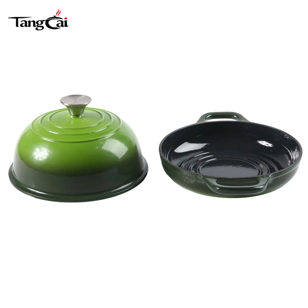 Horno de pan de hierro fundido esmaltado 6QT, ecol&oacute;gico y de gran venta, con tapa para hornear pan casero con masa fermentada