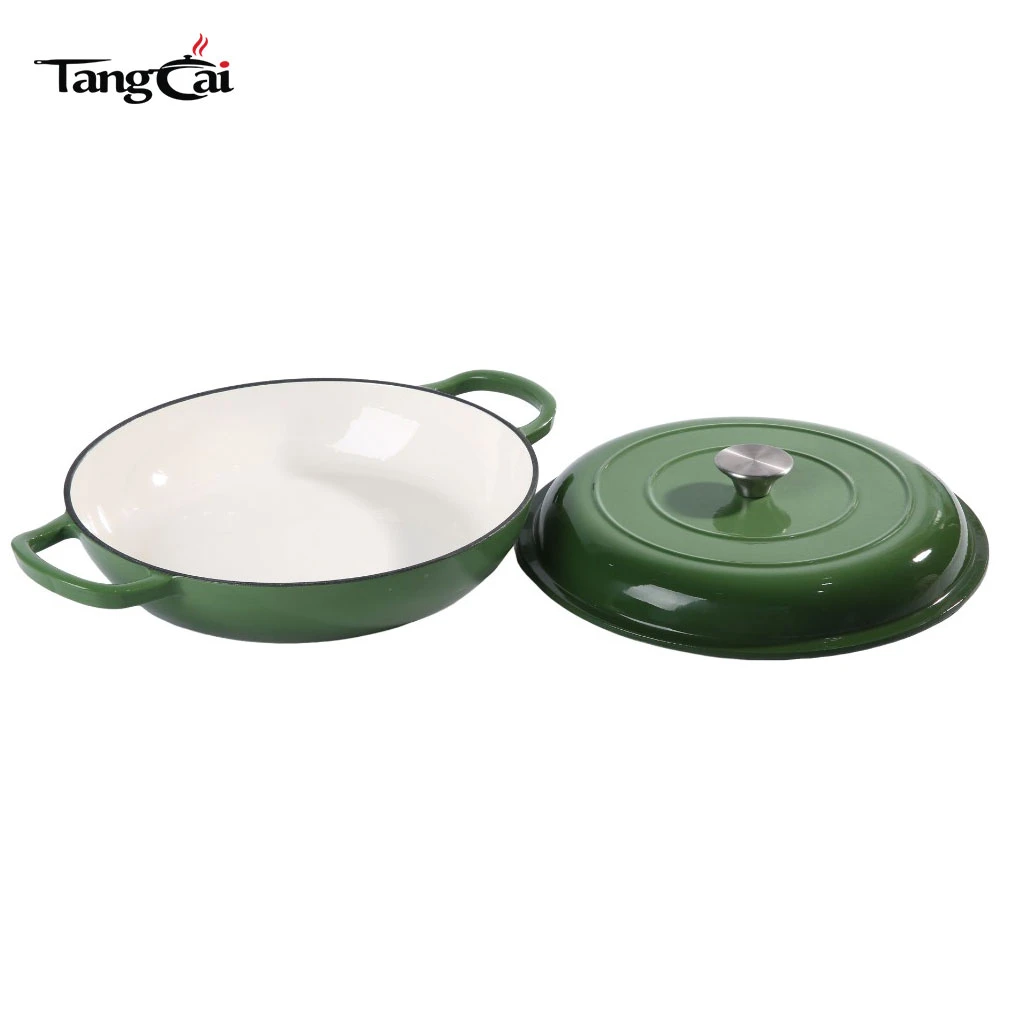 Cacerola para horno holand&eacute;s de hierro fundido con revestimiento esmaltado poco profundo de 3,8 cuartos de gal&oacute;n y 30 cm de dise&ntilde;o l&iacute;der en el mercado