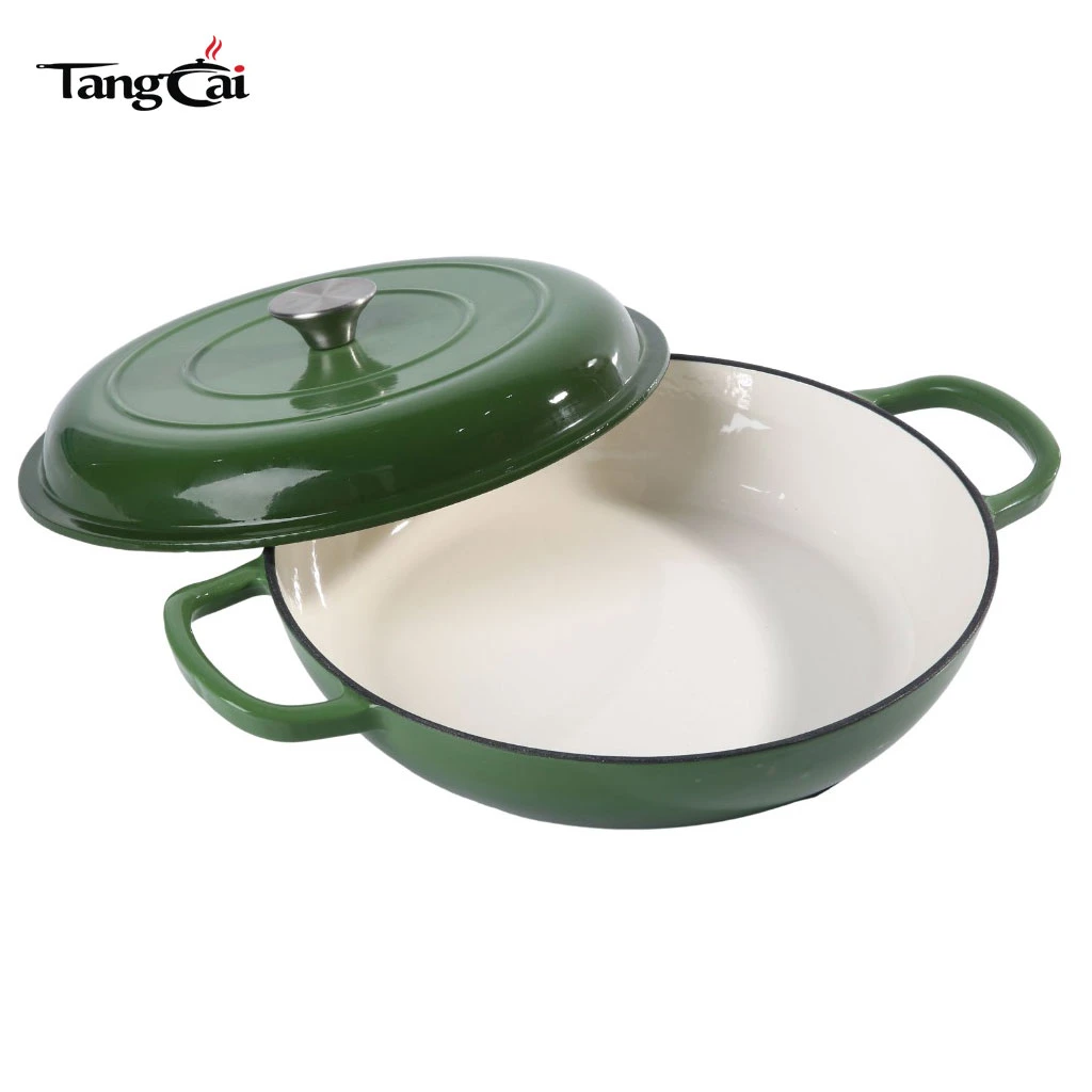 Cacerola para horno holand&eacute;s de hierro fundido con revestimiento esmaltado poco profundo de 3,8 cuartos de gal&oacute;n y 30 cm de dise&ntilde;o l&iacute;der en el mercado
