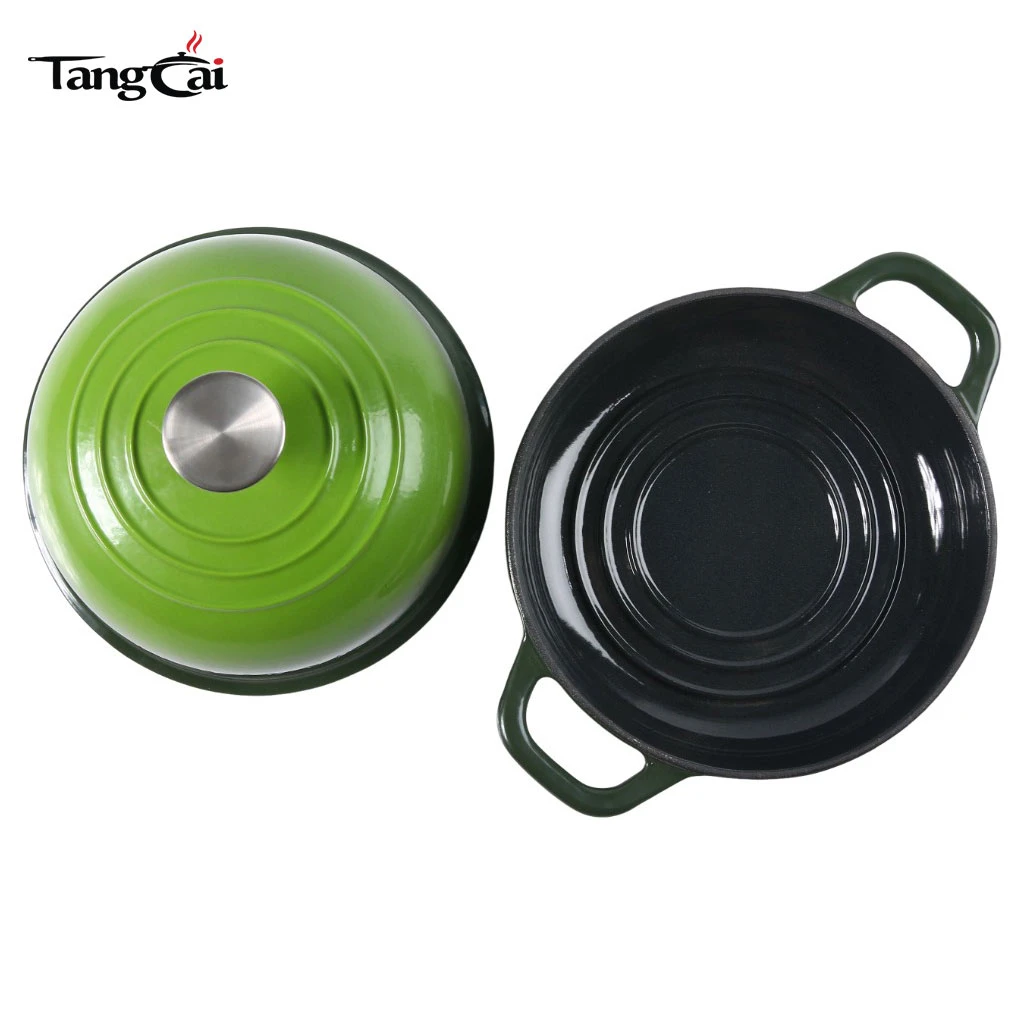 Horno de pan de hierro fundido esmaltado 6QT, ecol&oacute;gico y de gran venta, con tapa para hornear pan casero con masa fermentada