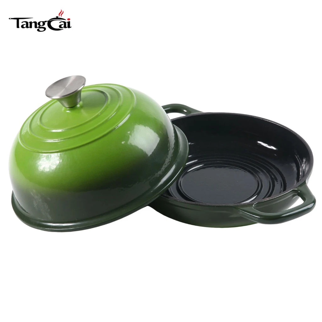 Horno de pan de hierro fundido esmaltado 6QT, ecol&oacute;gico y de gran venta, con tapa para hornear pan casero con masa fermentada