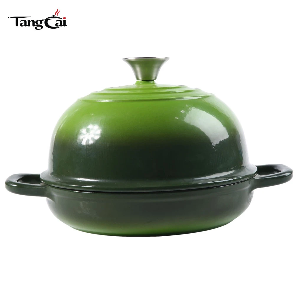 Horno de pan de hierro fundido esmaltado 6QT, ecol&oacute;gico y de gran venta, con tapa para hornear pan casero con masa fermentada