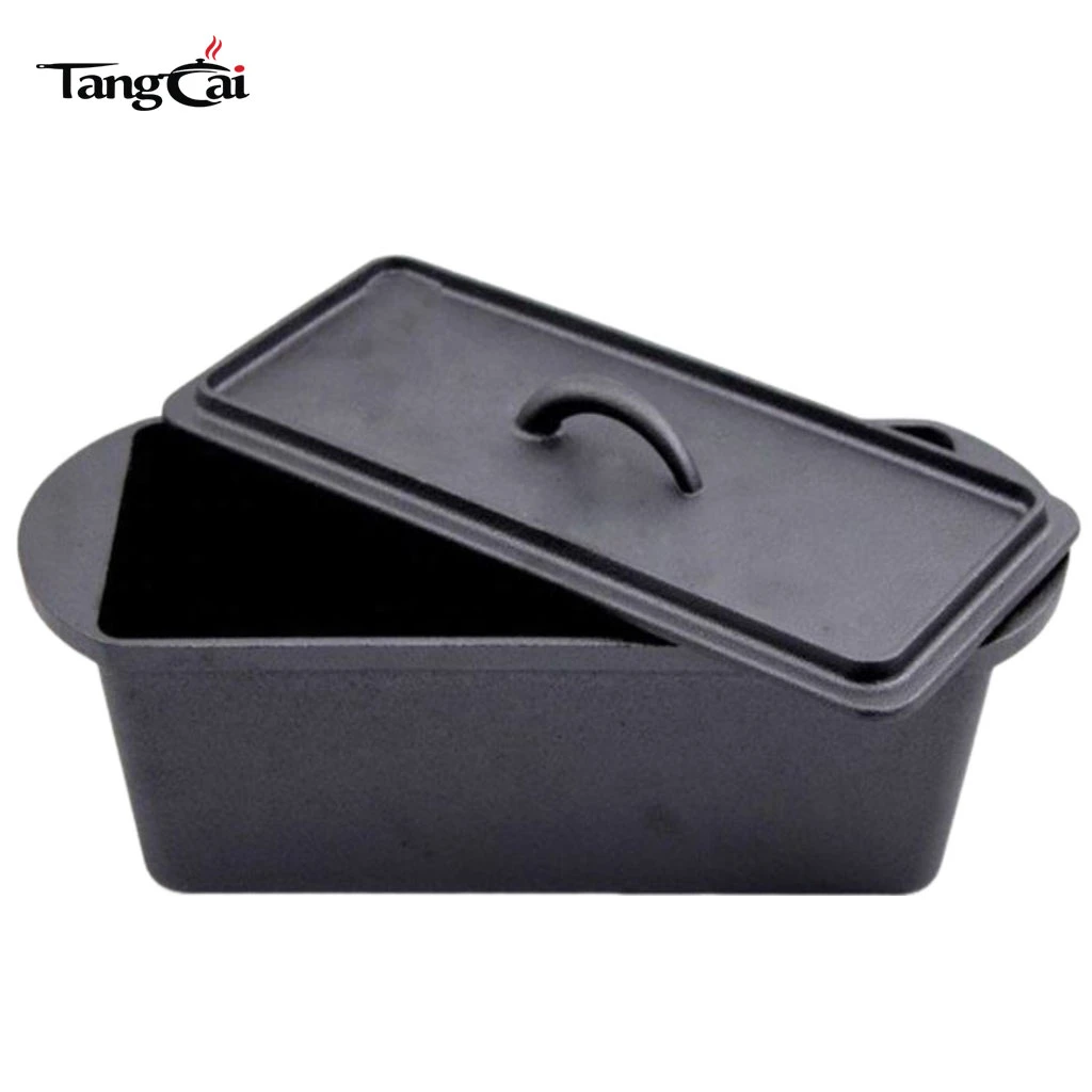 Moldes para pan y pan rectangulares presazonados de hierro fundido de dise&ntilde;o cl&aacute;sico Utensilios para hornear para la cocina casera Molde para hornear pan