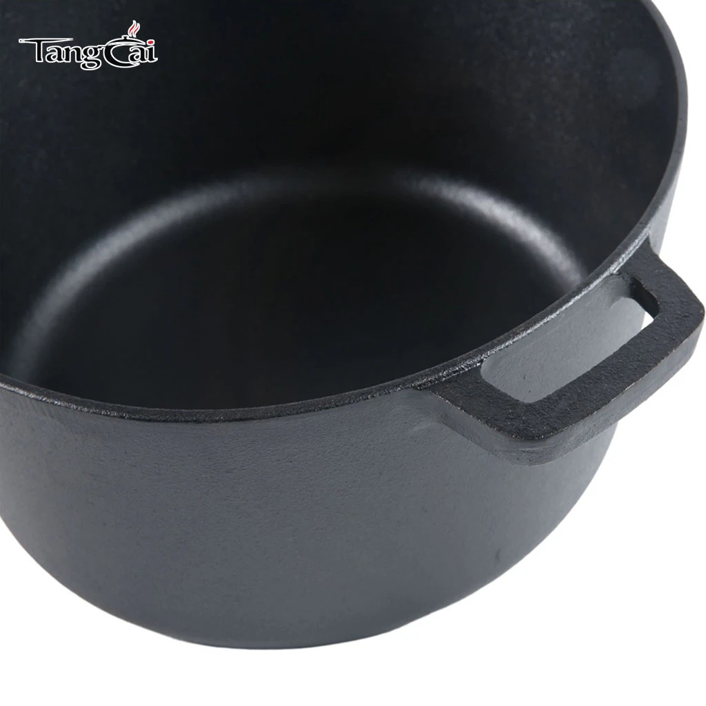 Horno holand&eacute;s doble de hierro fundido Hot Design Utensilios de cocina de hierro fundido 2 en 1 pre-sazonados - Combinaci&oacute;n de olla y sart&eacute;n Apto para horno