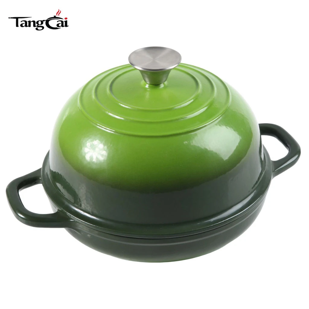 Horno de pan de hierro fundido esmaltado 6QT, ecol&oacute;gico y de gran venta, con tapa para hornear pan casero con masa fermentada