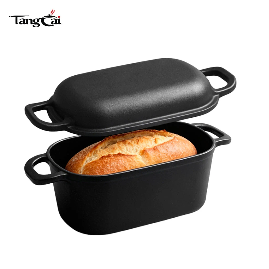 Horno holand&eacute;s ovalado de 4 cuartos para hornear pan Moldes para pan de hierro fundido antiadherentes para hornear masa madre
