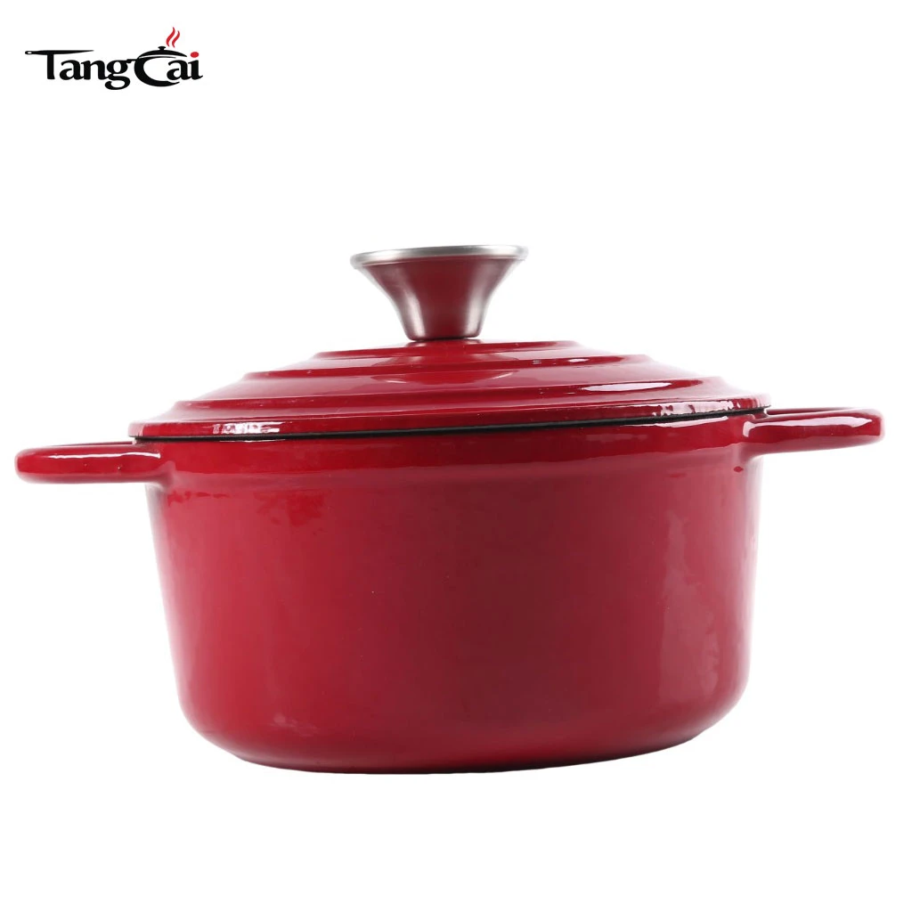 Horno holand&eacute;s de hierro fundido de esmalte rojo, olla profunda de 4,5 litros de capacidad para estofar Guisar y asar