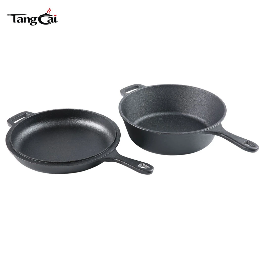Olla combinada de hierro fundido 2 en 1 sin PFAS, horno holand&eacute;s de 3,2 cuartos y juego de sart&eacute;n de 10 pulgadas para hornear, fre&iacute;r y acampar con masa madre