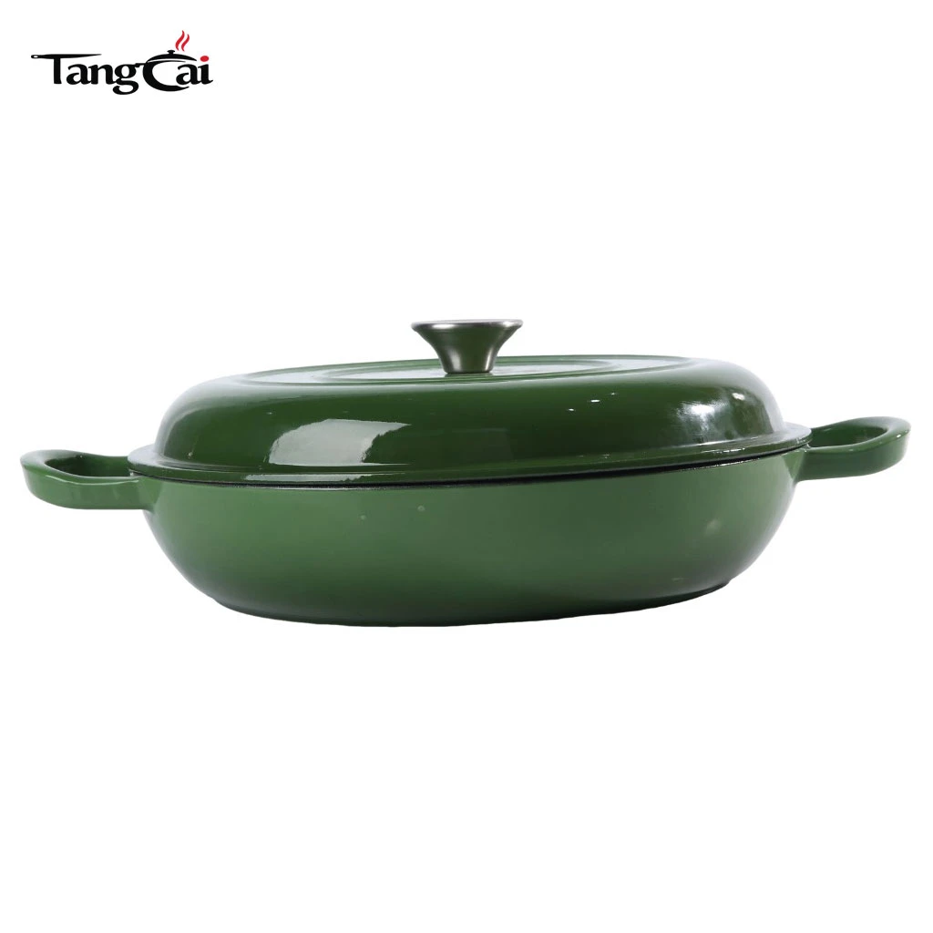 Cacerola para horno holand&eacute;s de hierro fundido con revestimiento esmaltado poco profundo de 3,8 cuartos de gal&oacute;n y 30 cm de dise&ntilde;o l&iacute;der en el mercado