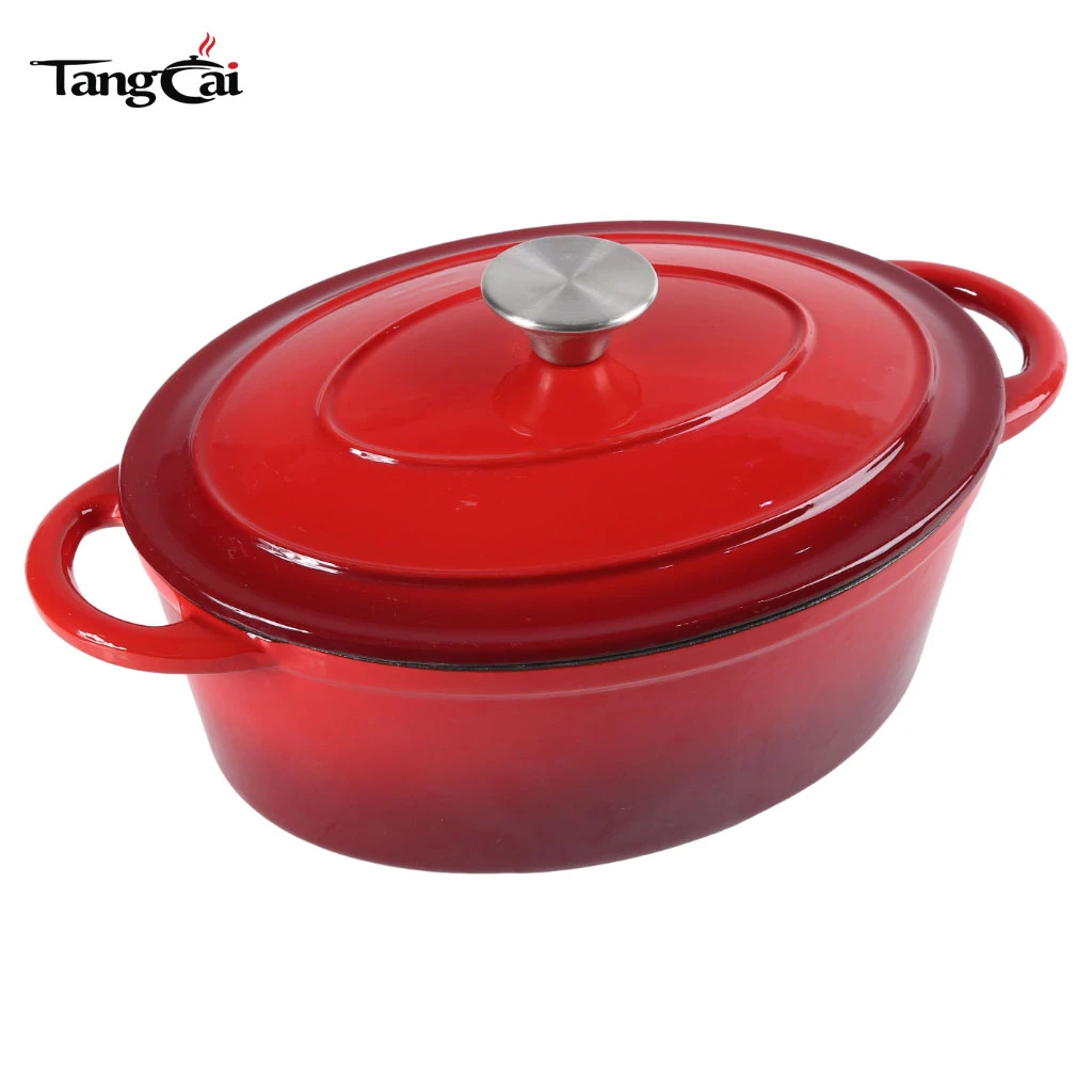 Olla ovalada de hierro fundido esmaltado de 5,5 cuartos con tapa, apta para horno hasta 550 &deg;F y apta para lavavajillas, utensilios de cocina resistentes para horno holand&eacute;s