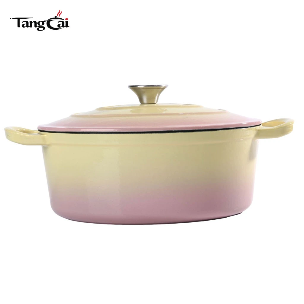 Utensilios de cocina todo en uno Olla holandesa ovalada de hierro fundido esmaltado de 6,5 cuartos - Olla sopera grande ovalada con tapa para cocina dom&eacute;stica y catering