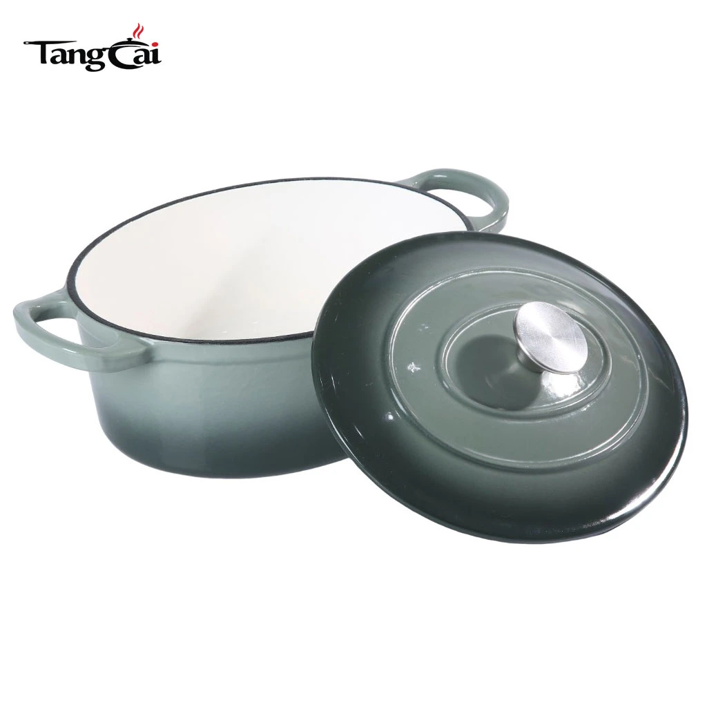 Horno holand&eacute;s de hierro fundido esmaltado ovalado de gran capacidad de 6,5 cuartos, olla de cocina resistente de gran tama&ntilde;o para cocinar en familia