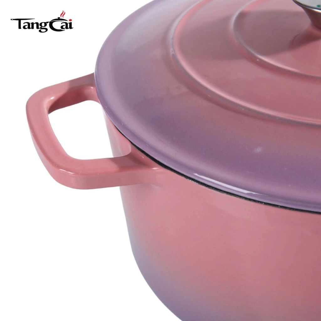 Horno holand&eacute;s redondo personalizado de hierro fundido esmaltado de 5.5 cuartos con tapa Olla antiadherente para hornear pan de masa fermentada