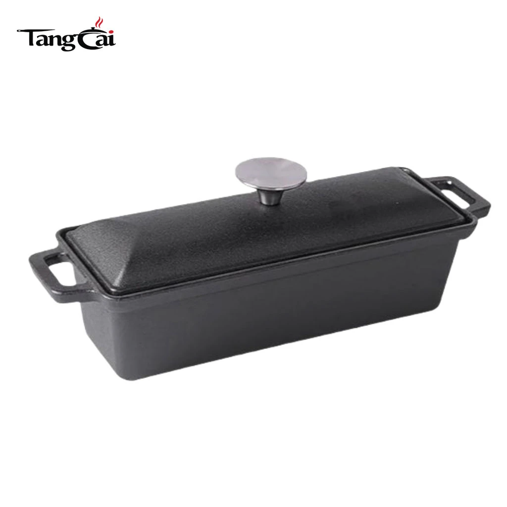 Horno de pan rectangular de hierro fundido, hogaza de tama&ntilde;o completo de 10" x 5" - campana para pan de horno holand&eacute;s con tapa con circulaci&oacute;n de vapor para hornear pan con masa madre perfecta