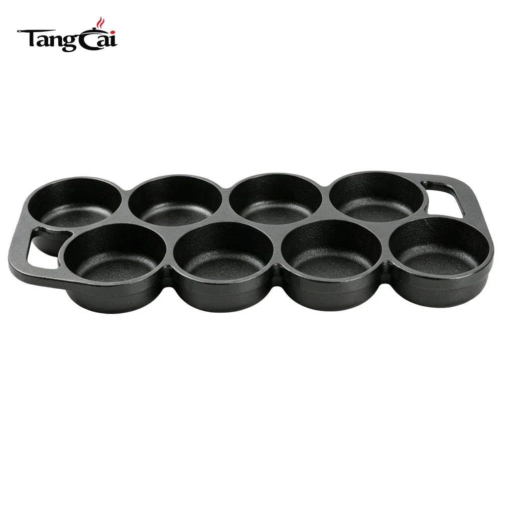 Molde para hornear de hierro fundido de 8 orificios, Molde para muffins y pan de ma&iacute;z presazonado, sart&eacute;n antiadherente para hornear y desayunar individualmente