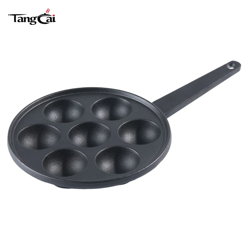 Sart&eacute;n para Takoyaki de hierro fundido con 7 orificios, sart&eacute;n para parrilla presazonada antiadherente para bolas de pulpo y hojaldres para panqueques