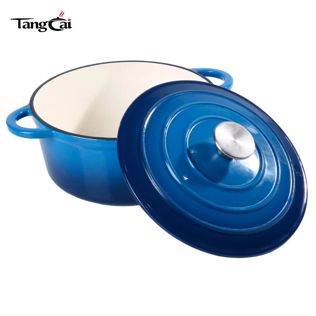 Horno holand&eacute;s de hierro fundido esmaltado azul de 5,5 cuartos de gal&oacute;n, cacerola familiar con tapa de gran venta, m&aacute;s de 1 mill&oacute;n de utensilios de cocina vendidos