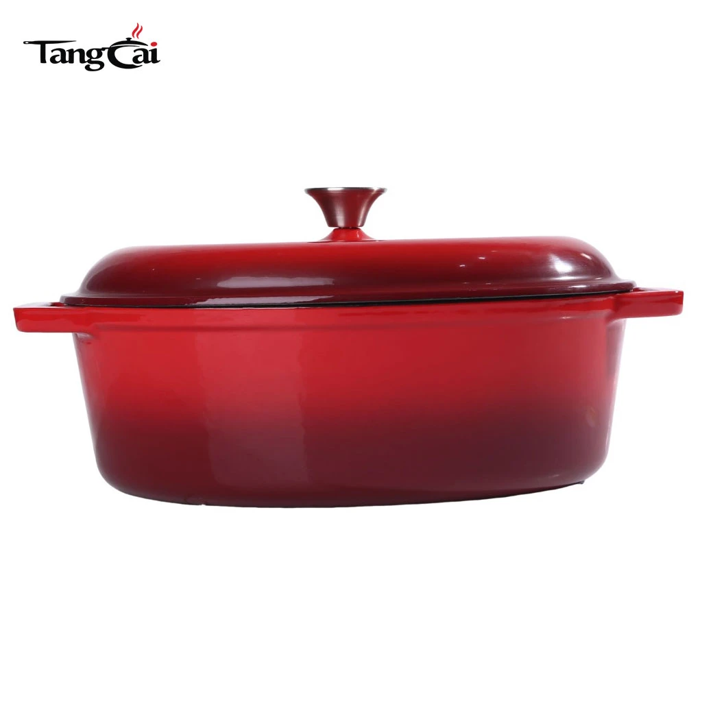 Horno holand&eacute;s de hierro fundido esmaltado de capacidad extra grande personalizado, cacerola ovalada de gran tama&ntilde;o Olla con tapa