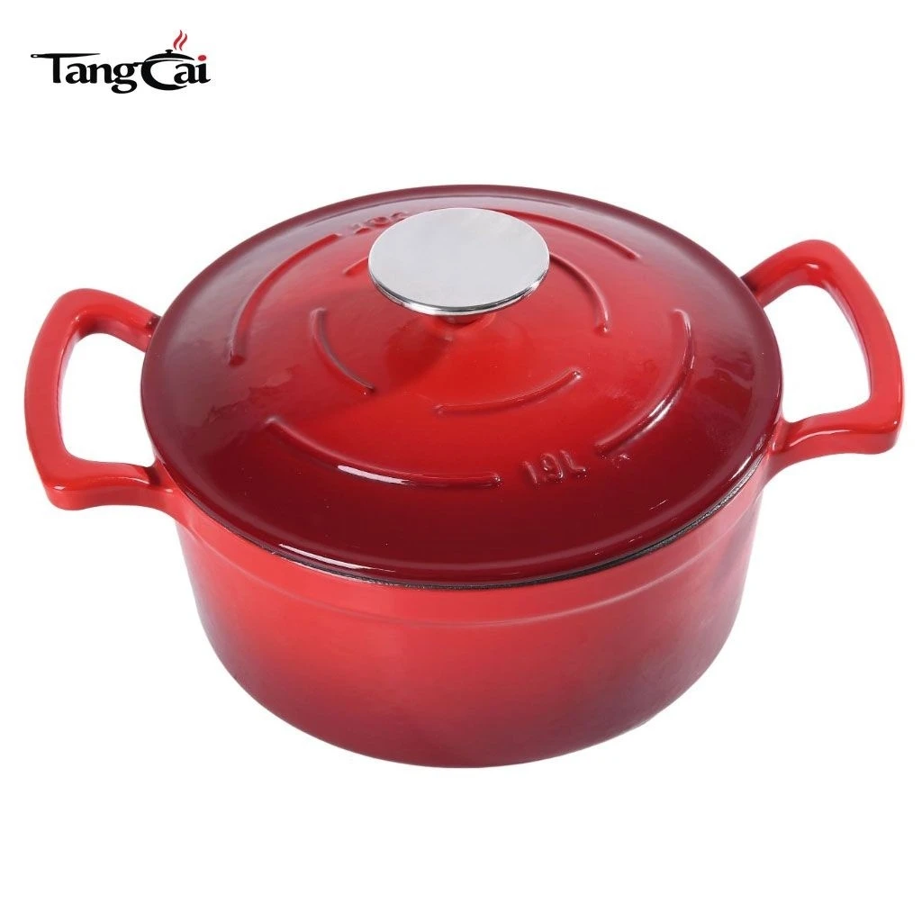 Horno holand&eacute;s de hierro fundido esmaltado rojo de 5,5 cuartos, utensilios de cocina multifunci&oacute;n