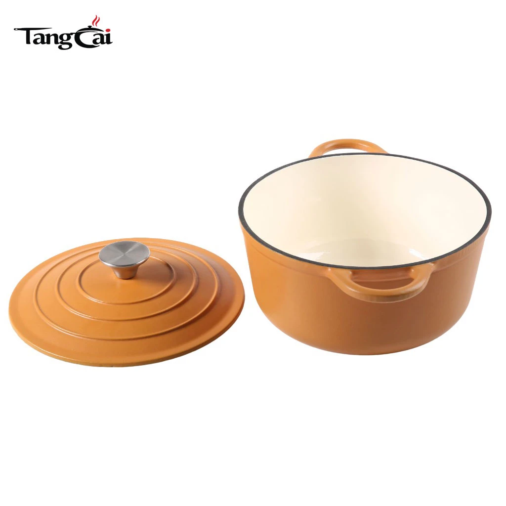 Olla holandesa de hierro fundido esmaltado de 24 cm y 5 cuartos de gal&oacute;n: cacerola redonda Apta para horno hasta 500 &deg;F