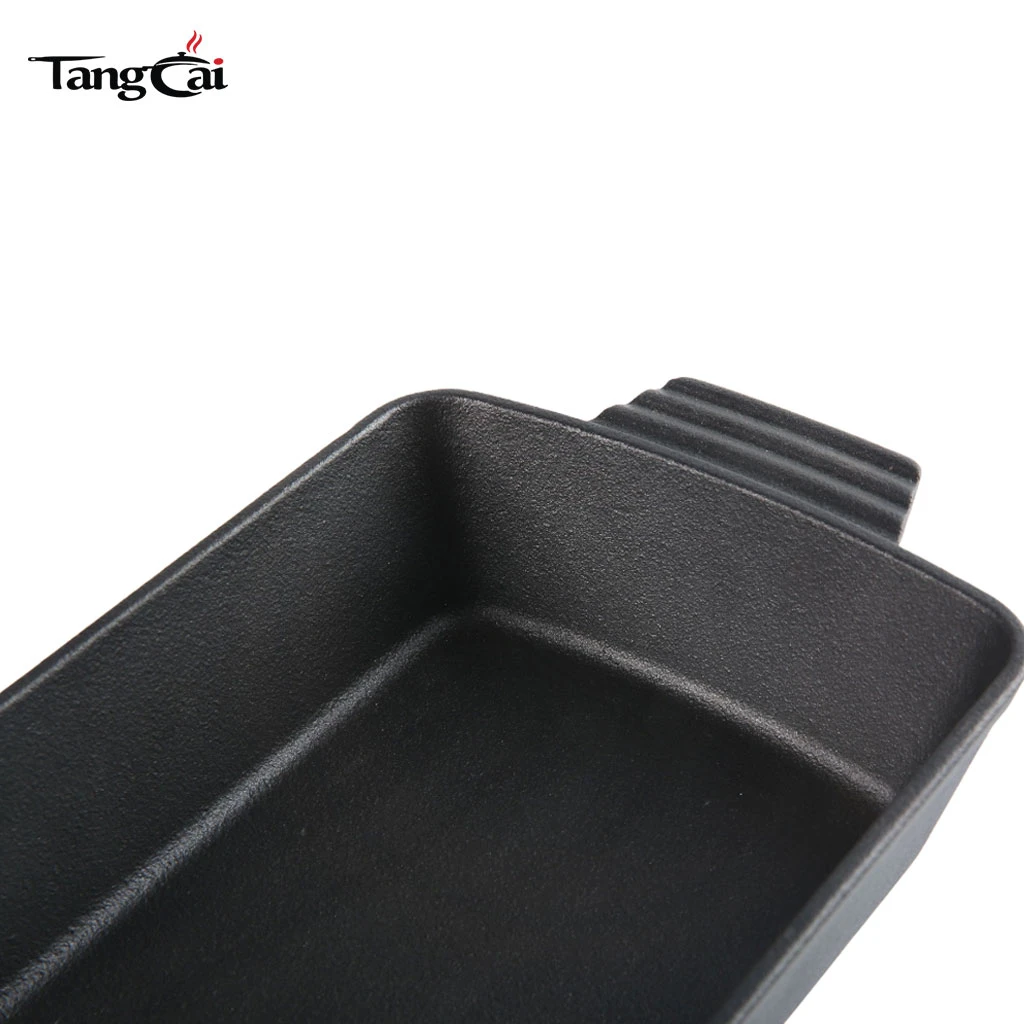 Asador de hierro fundido precondimentado, fuente rectangular profunda para hornear para Cazuela, focaccia, lasa&ntilde;a