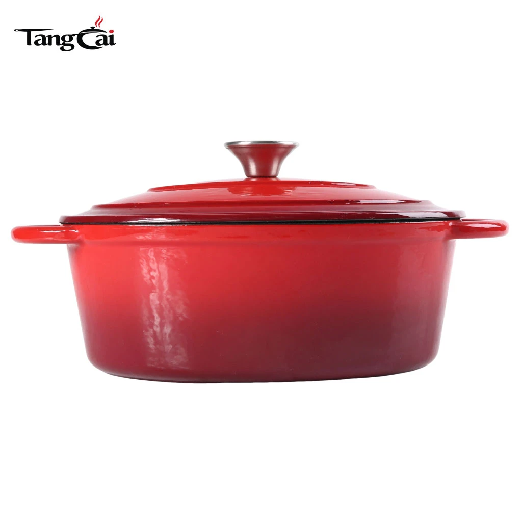 Olla ovalada de hierro fundido esmaltado de 5,5 cuartos con tapa, apta para horno hasta 550 &deg;F y apta para lavavajillas, utensilios de cocina resistentes para horno holand&eacute;s
