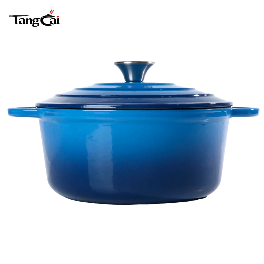Horno holand&eacute;s de hierro fundido esmaltado azul de 5,5 cuartos de gal&oacute;n, cacerola familiar con tapa de gran venta, m&aacute;s de 1 mill&oacute;n de utensilios de cocina vendidos