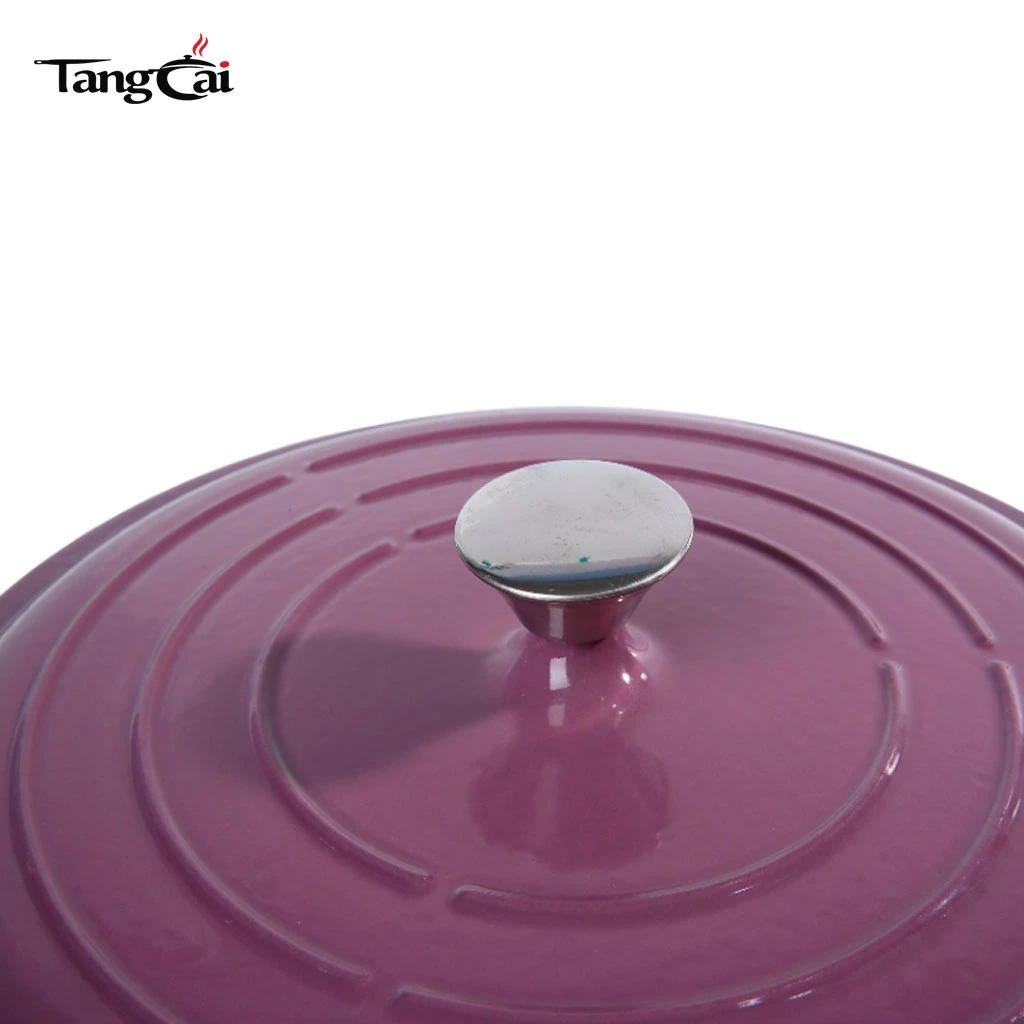 Olla holandesa poco profunda de hierro fundido esmaltado color morado uva, cacerola multiusos para mariscos de 3,8 cuartos de gal&oacute;n