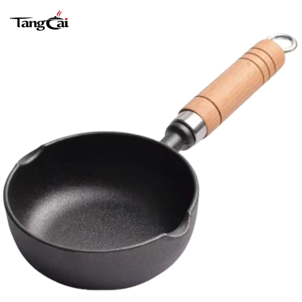 Sart&eacute;n peque&ntilde;a de hierro fundido de 2 piezas, sart&eacute;n peque&ntilde;a para huevos con doble goteo Spout