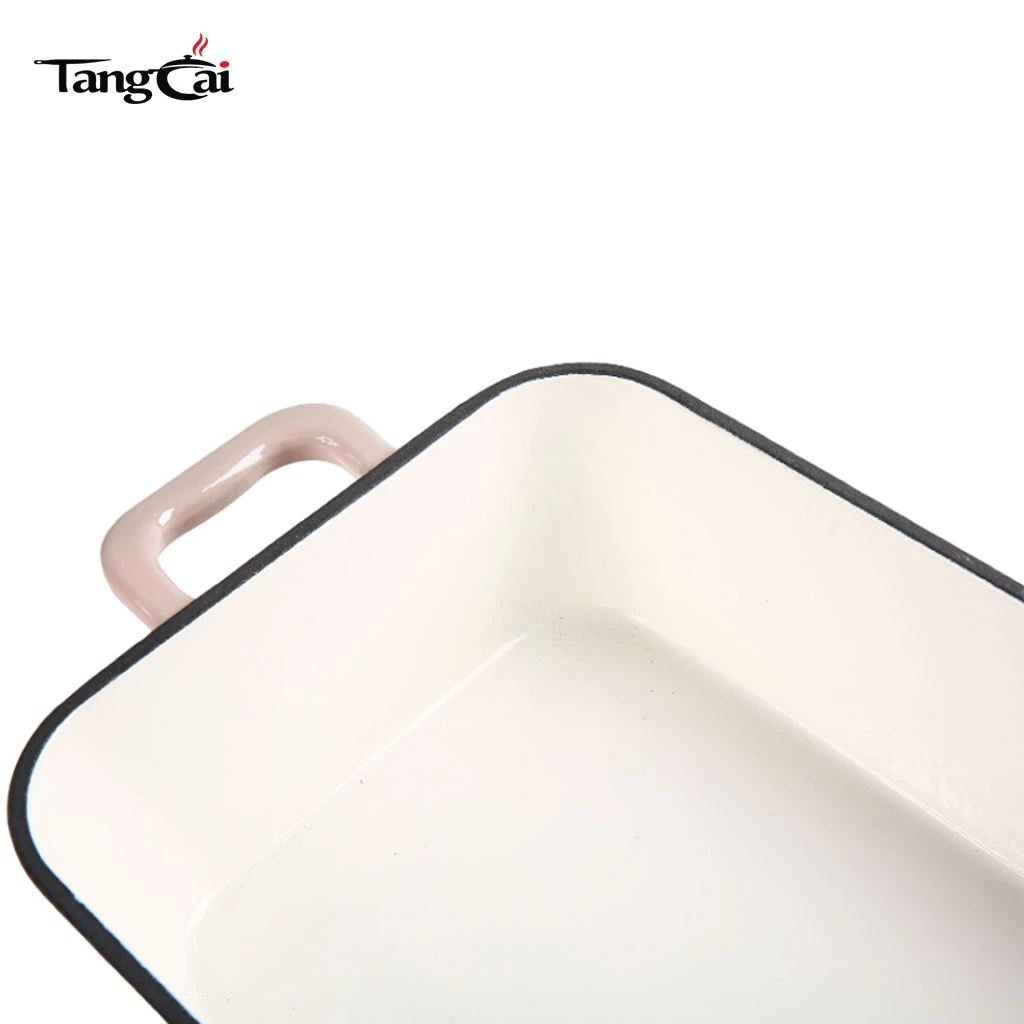 Sart&eacute;n para asar profunda rectangular esmaltada de hierro fundido - Bandeja para hornear resistente antiadherente Bandeja para lasa&ntilde;a duradera